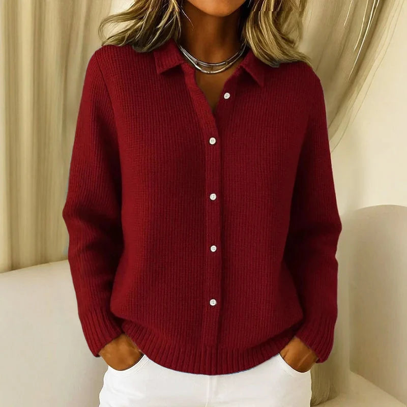 Collared Button-Up Cardigan Light Blue Women 3
