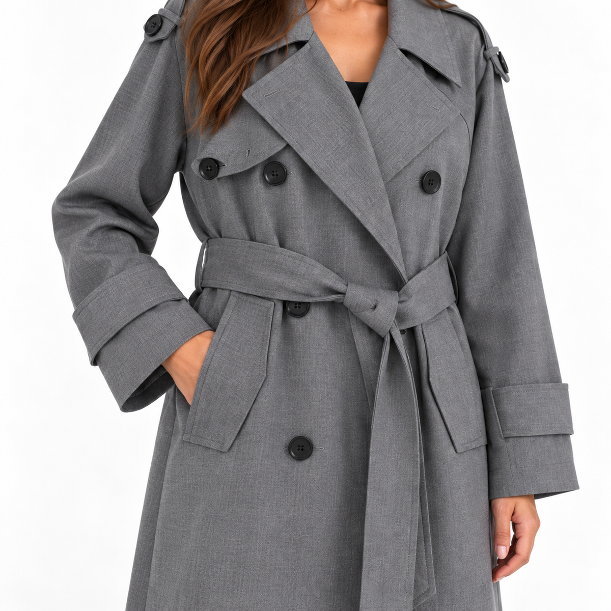Double-Breasted Belted Trench Coat Women Long Tailored Autumn 3