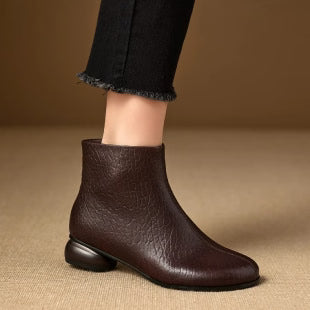 Elegant Leather Ankle Boots Women Black 6