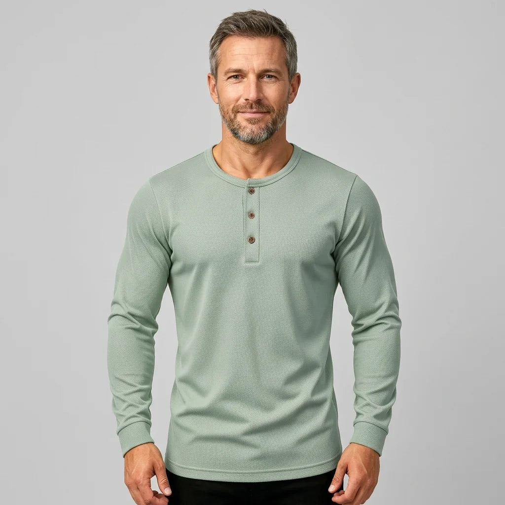 Men's Casual Henley Shirt Long Sleeve Button Neck | Shirts 3