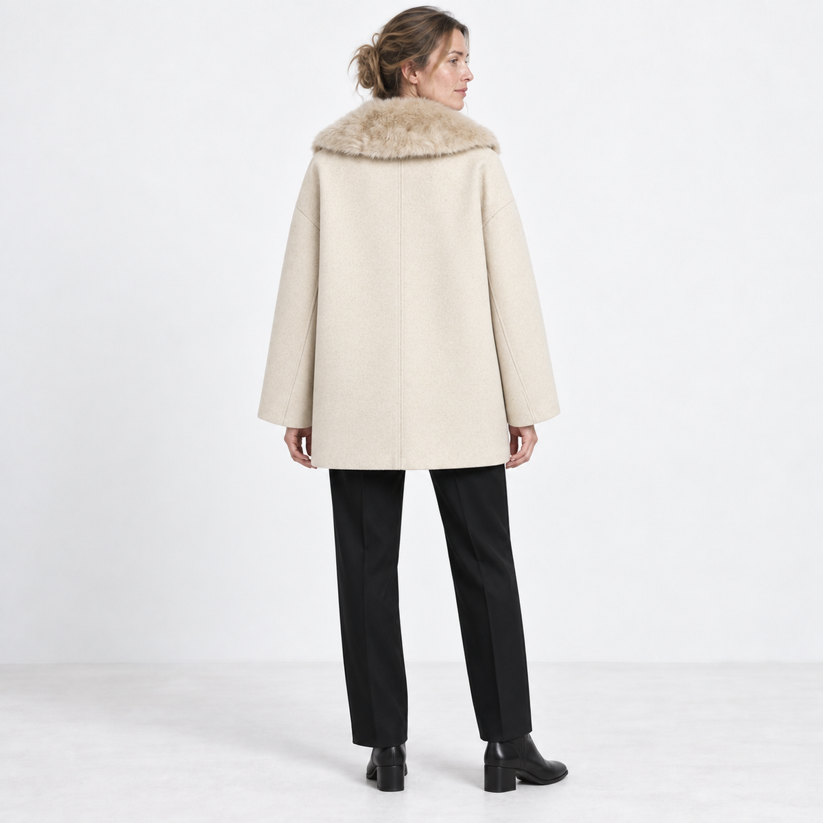 Women's Faux Fur Shawl Collar Winter Coat | Double-Breasted 2