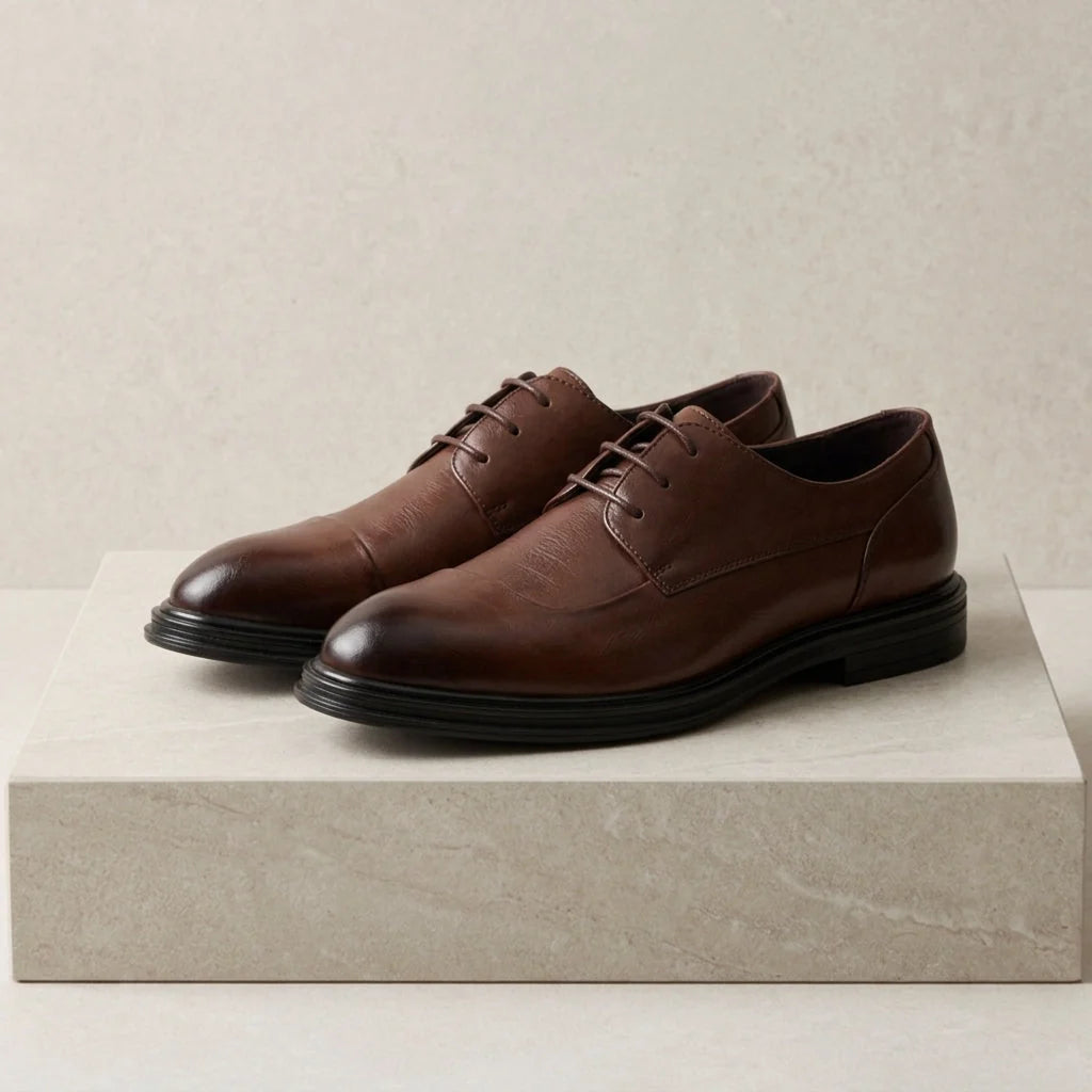 Ace Grey Leather Oxford Shoes | Men's Brogue Formal Footwear 1