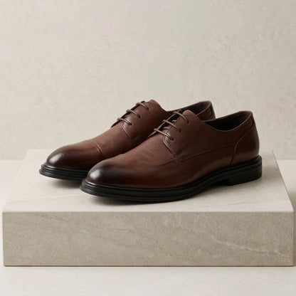 Ace Grey Leather Oxford Shoes | Men's Brogue Formal Footwear 1