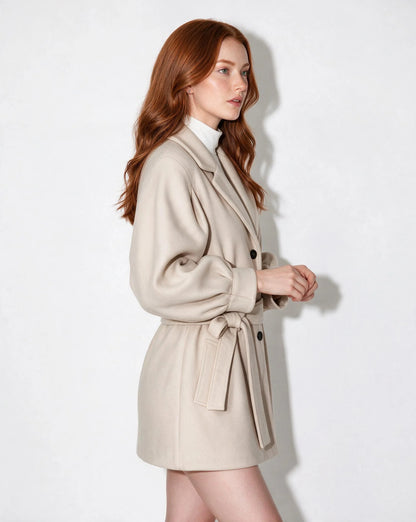 Belted Balloon-Sleeve Coat | Women's Swing Outerwear 1