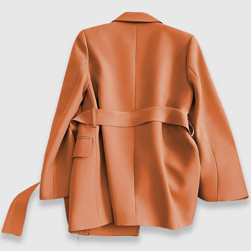 Belted Blazer | Women's Polyester Blend with Lapel Collar 6