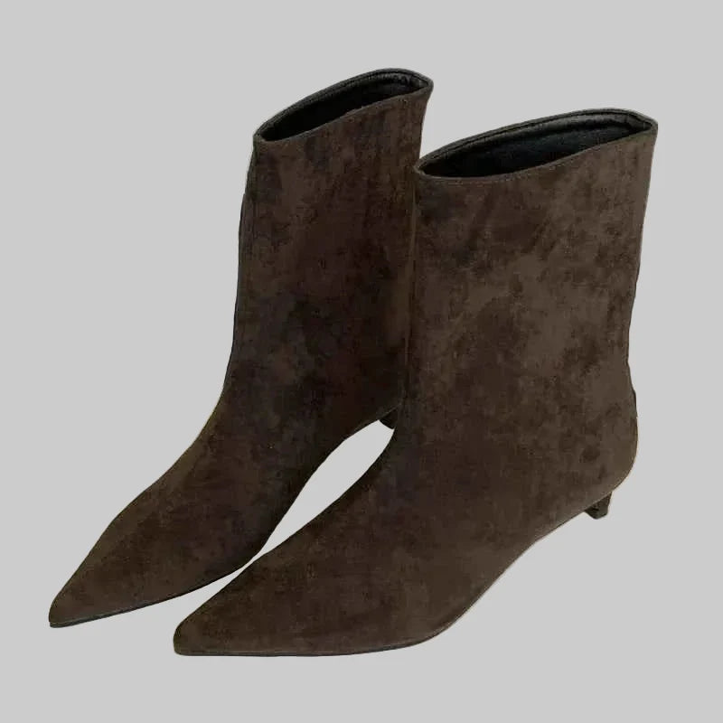 Black Ankle Boots | Women's Pointed-Toe Low Heel Footwear 0