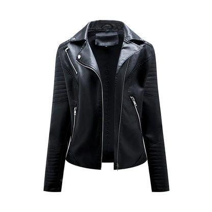Black Asymmetrical Zipper Leather Jacket Women | Women's Jacket 0