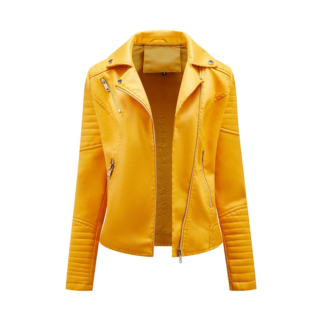 Black Asymmetrical Zipper Leather Jacket Women | Women's Jacket 3