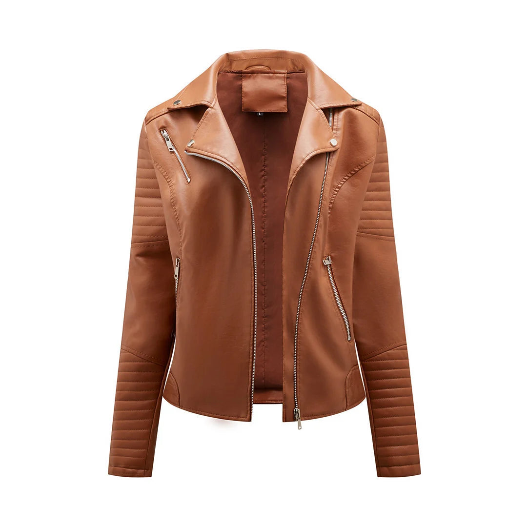 Black Asymmetrical Zipper Leather Jacket Women | Women's Jacket 4