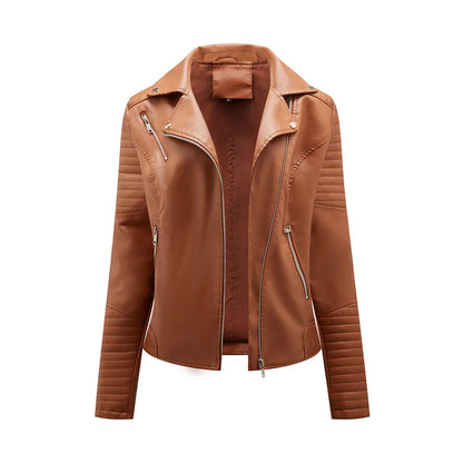 Black Asymmetrical Zipper Leather Jacket Women | Women's Jacket 4
