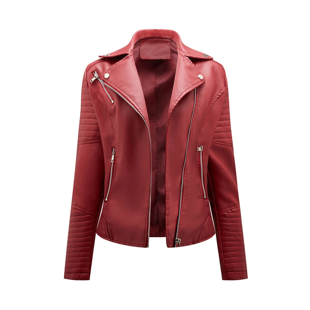 Black Asymmetrical Zipper Leather Jacket Women | Women's Jacket 5