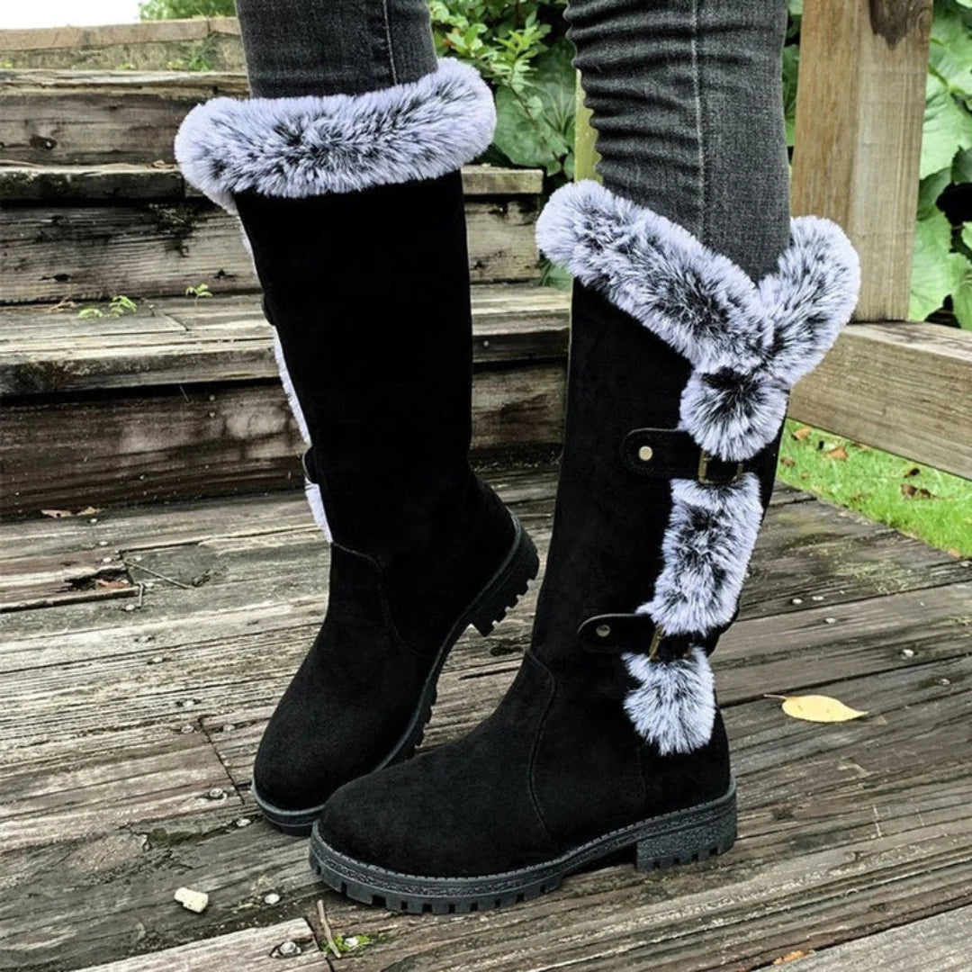 Black Knee High Boots with Buckle Detail | Women's Boots 0