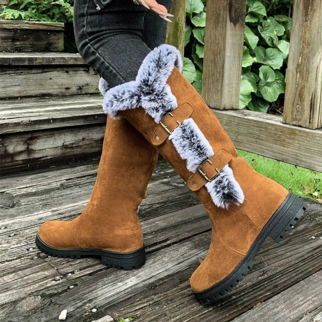 Black Knee High Boots with Buckle Detail | Women's Boots 6