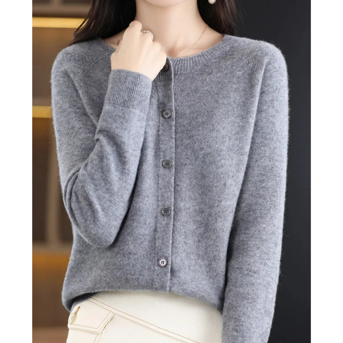 Cashmere Cardigan Women | Lightweight O-Neck Knit Sweater 6
