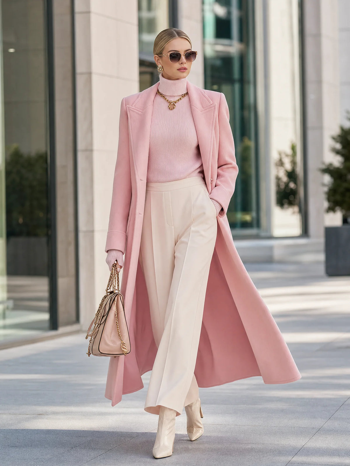 Classic Lapel Tweed Coat Long Single-Breasted 2