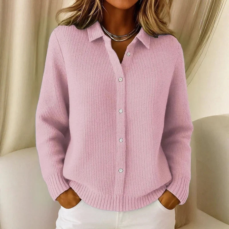 Collared Button-Up Cardigan Light Blue Women 2