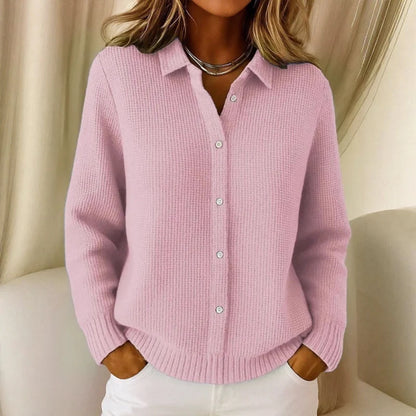 Collared Button-Up Cardigan Light Blue Women 2