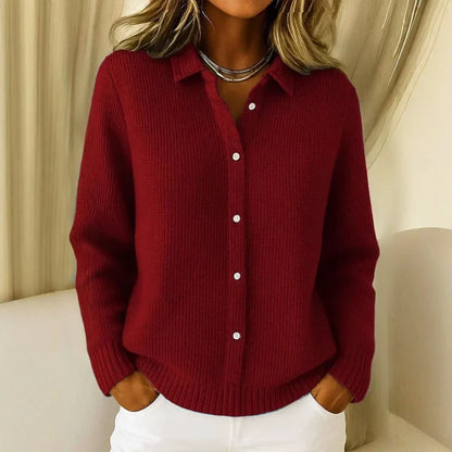Collared Button-Up Cardigan Light Blue Women 3