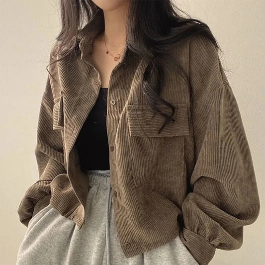 Corduroy Overshirt | Women's Relaxed Fit Button-Front Top 0