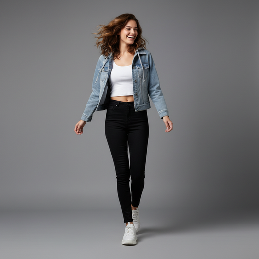 Denim Jacket with Removable Hood | Women's Casual Jacket