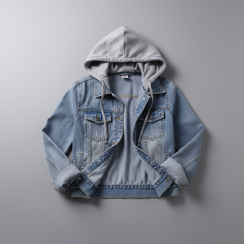 Denim Jacket with Removable Hood | Women's Casual Jacket