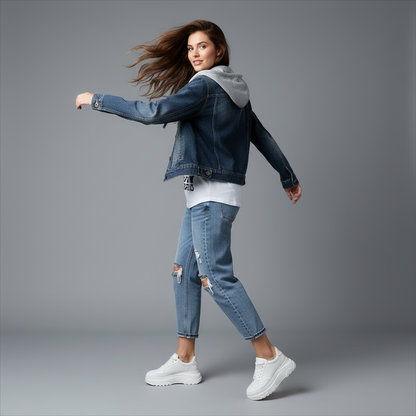 Denim Jacket with Removable Hood | Women's Casual Jacket