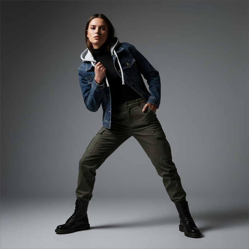 Denim Jacket with Removable Hood | Women's Casual Jacket
