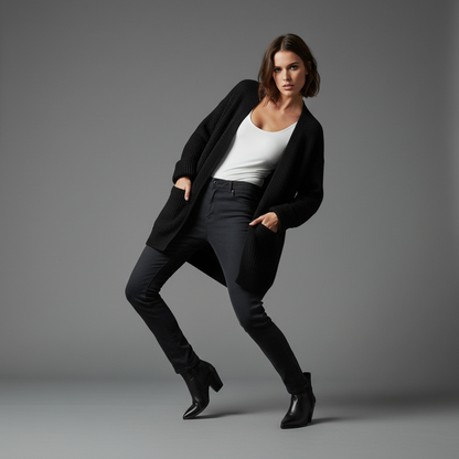 Elegant Black Cardigan | Women's Cozy Layer