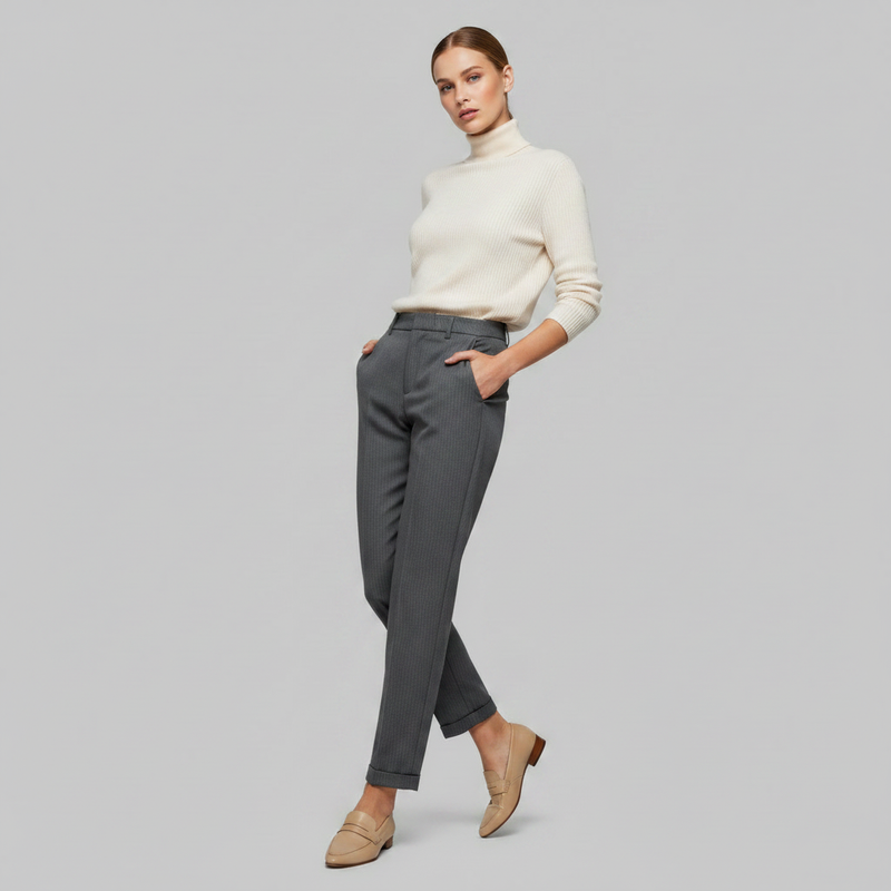 Elegant Black Pants | Women's High Waist Suit Trousers