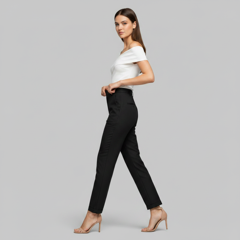 Elegant Black Pants | Women's High Waist Suit Trousers