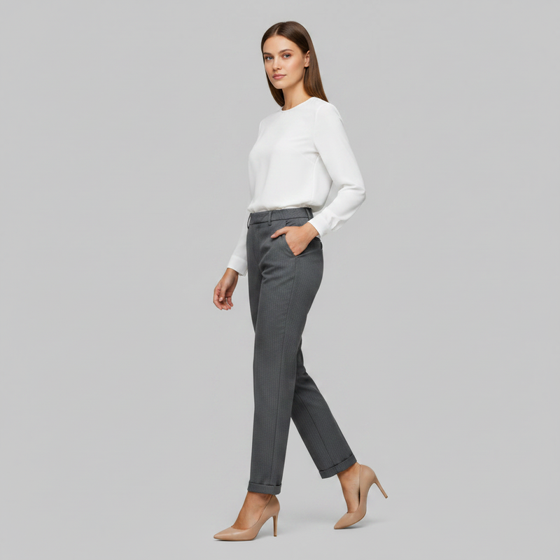 Elegant Black Pants | Women's High Waist Suit Trousers