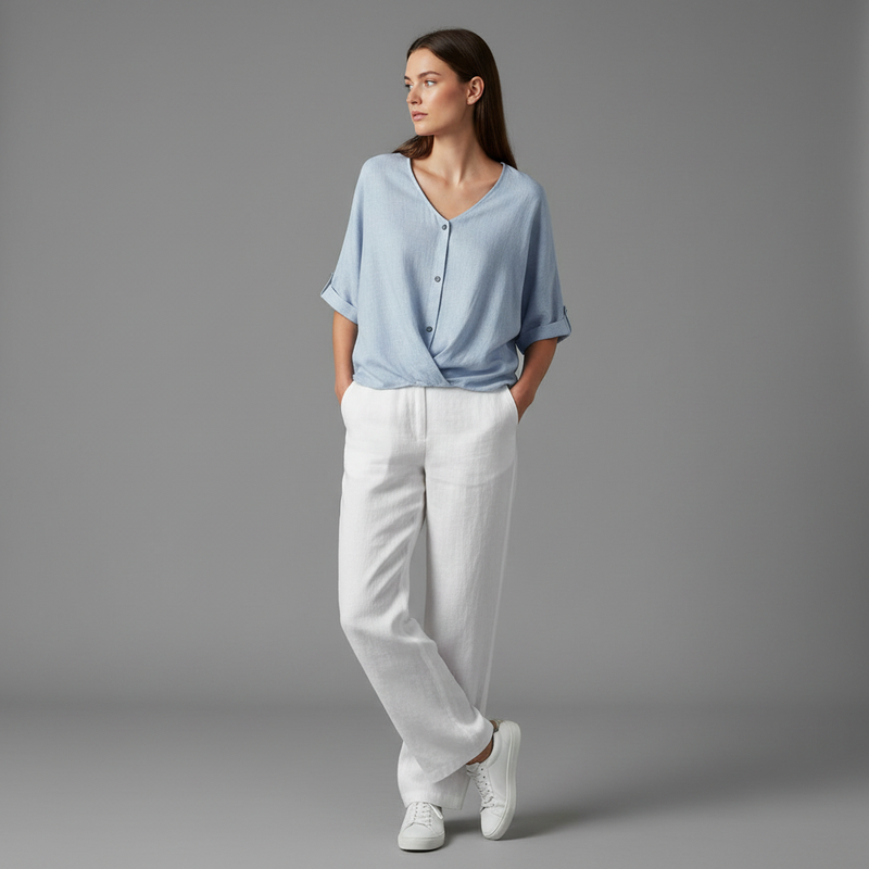 Elegant V-Neck Long Sleeve Blouse | Women's Fashion Top
