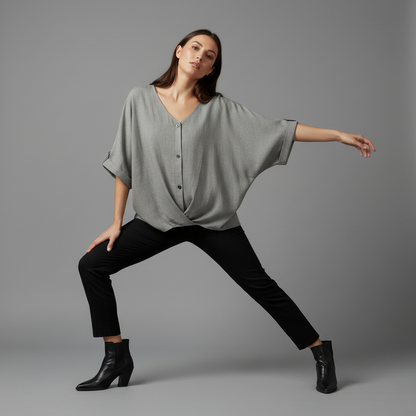 Elegant V-Neck Long Sleeve Blouse | Women's Fashion Top