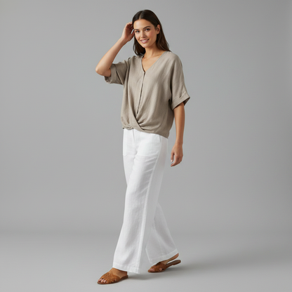 Elegant V-Neck Long Sleeve Blouse | Women's Fashion Top