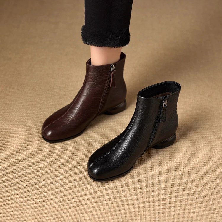 Elegant Leather Ankle Boots Women Black 2