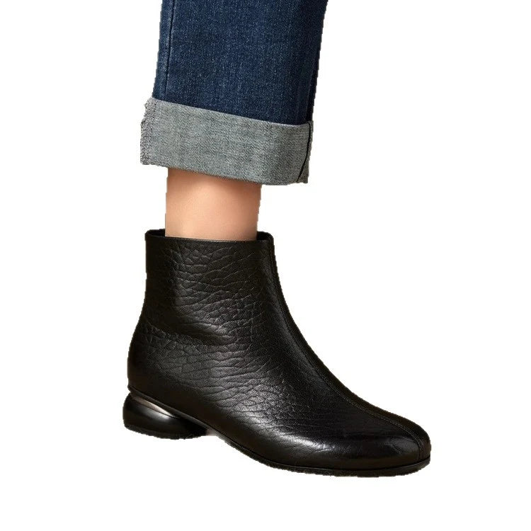 Elegant Leather Ankle Boots Women Black 5