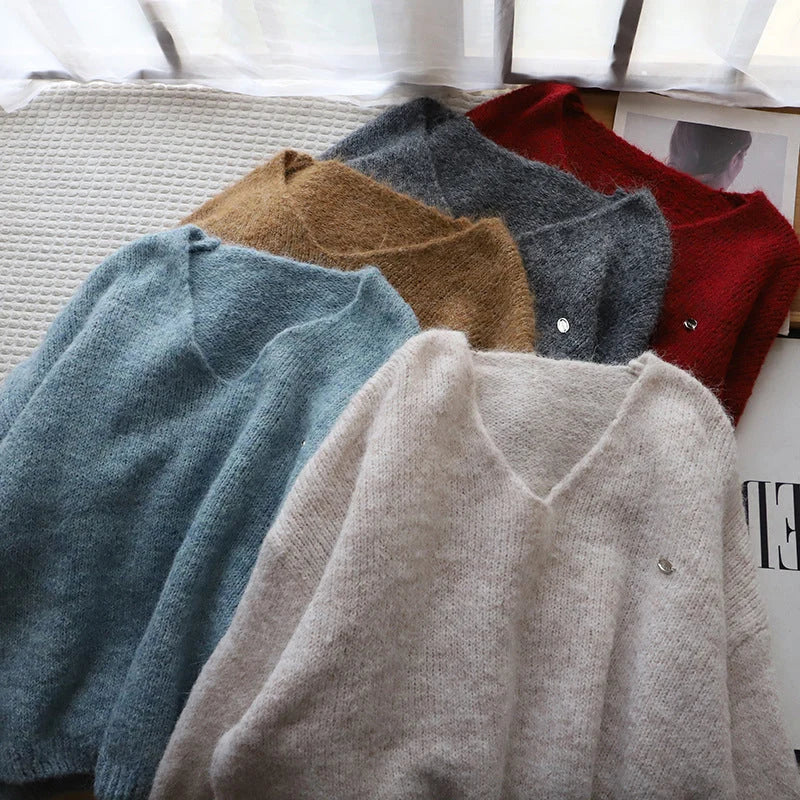 Fiorentina Softness Sweater | Women's V-Neck Loose Fit Knitwear 1