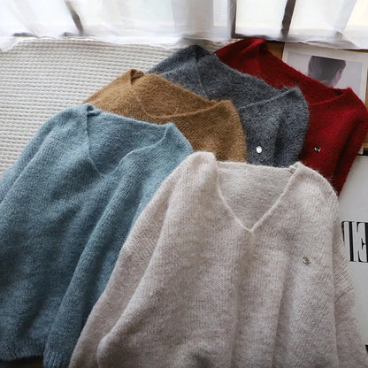 Fiorentina Softness Sweater | Women's V-Neck Loose Fit Knitwear 1