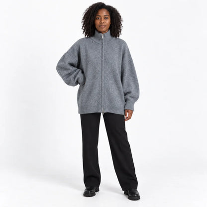 High-Collar Zip Cardigan | Women's Casual Layering Knit 2