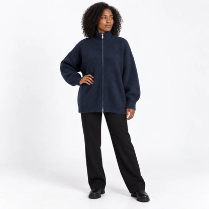 High-Collar Zip Cardigan | Women's Casual Layering Knit 3
