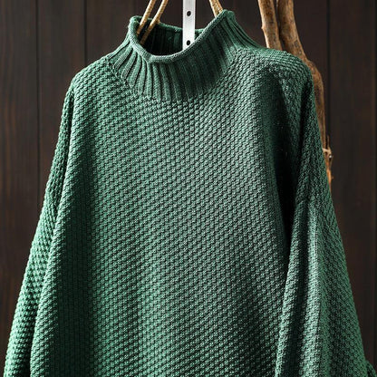 High-Neck Textured Knit Sweater | Women Relaxed Fit Wool Blend 5