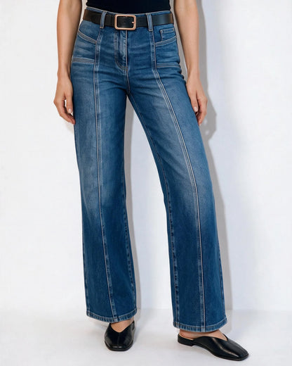 High-Waist Wide-Leg Jean-Style Trousers 0