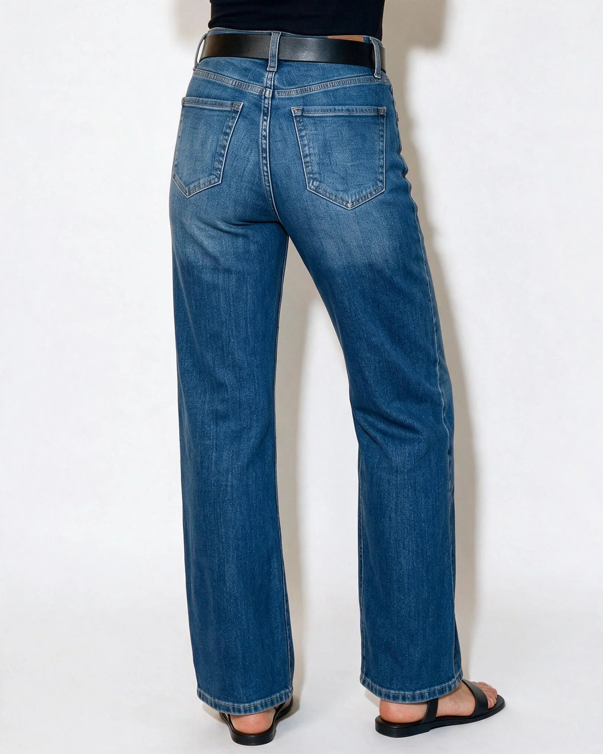 High-Waist Wide-Leg Jean-Style Trousers 1