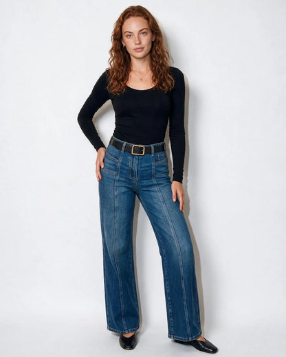 High-Waist Wide-Leg Jean-Style Trousers 2