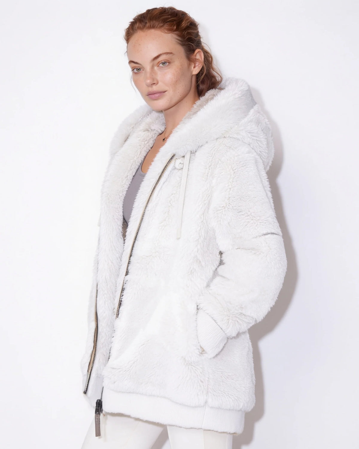 Hooded Faux Fur Coat Oversized Fit Warm Outerwear 1