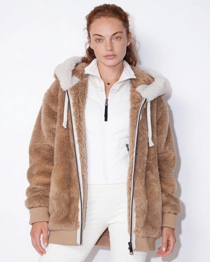 Hooded Faux Fur Coat Oversized Fit Warm Outerwear 10