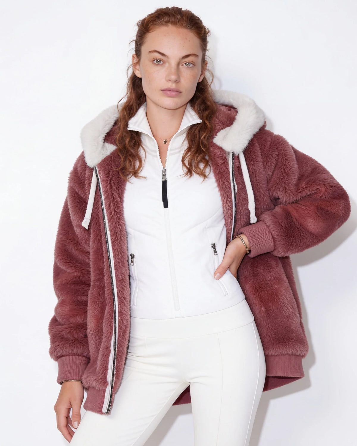 Hooded Faux Fur Coat Oversized Fit Warm Outerwear 12
