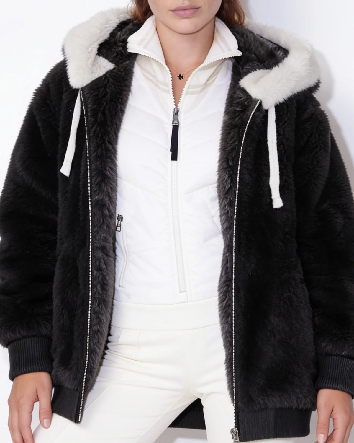 Hooded Faux Fur Coat Oversized Fit Warm Outerwear 5