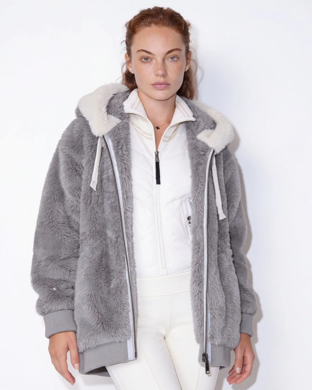 Hooded Faux Fur Coat Oversized Fit Warm Outerwear 6