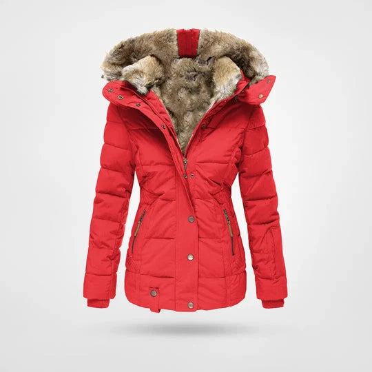 Insulated Quilted Jacket with Faux Fur Hood | Women's Winter Coat 0